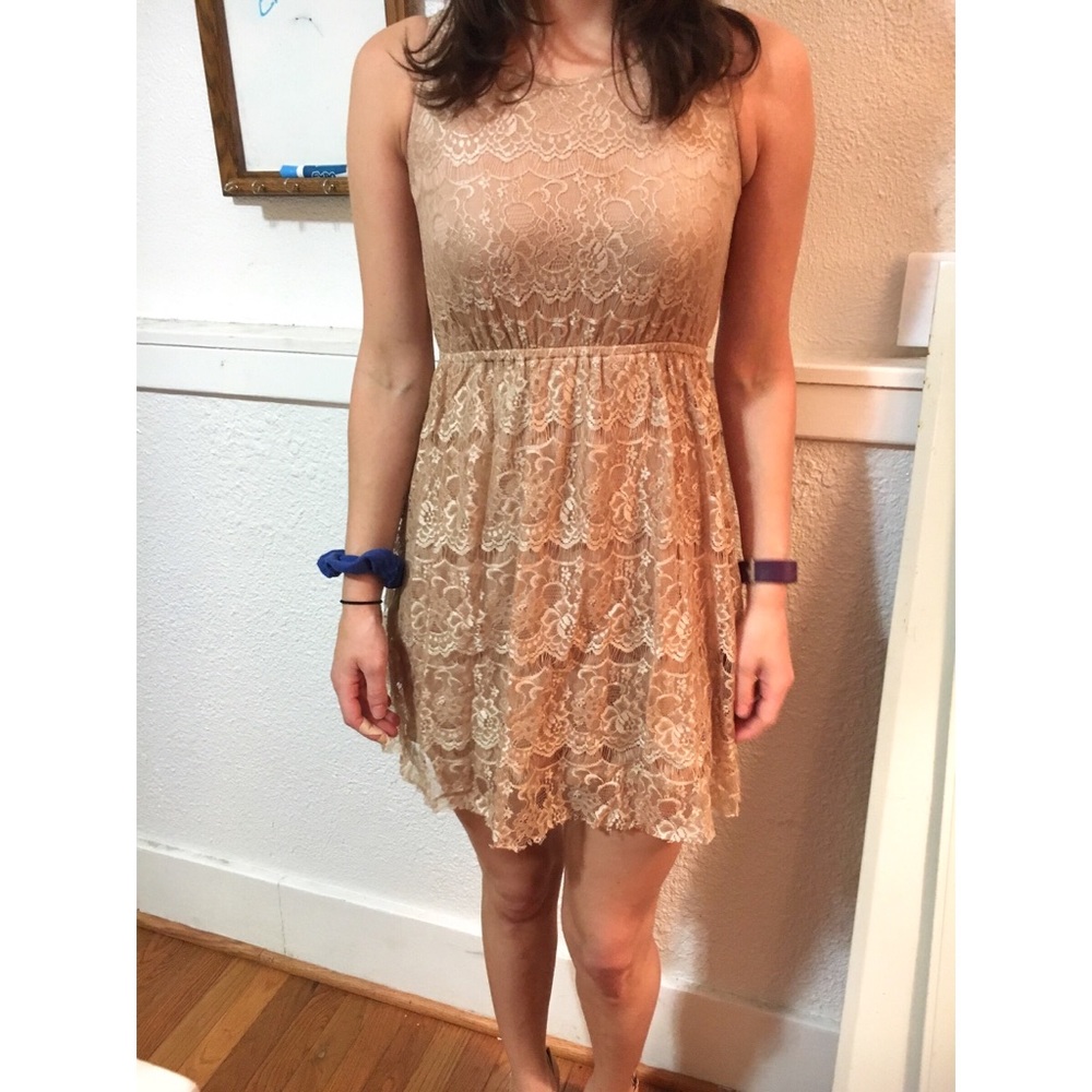 Tan Lace Dress